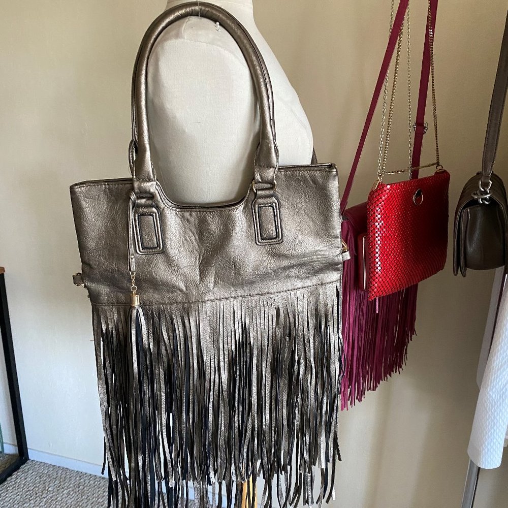 Gunmetal fringe Steve Madden Bag